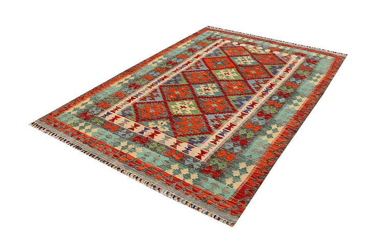 Multi Colored Kilim 5' 6 x 8' - No. 66833 - ALRUG Rug Store