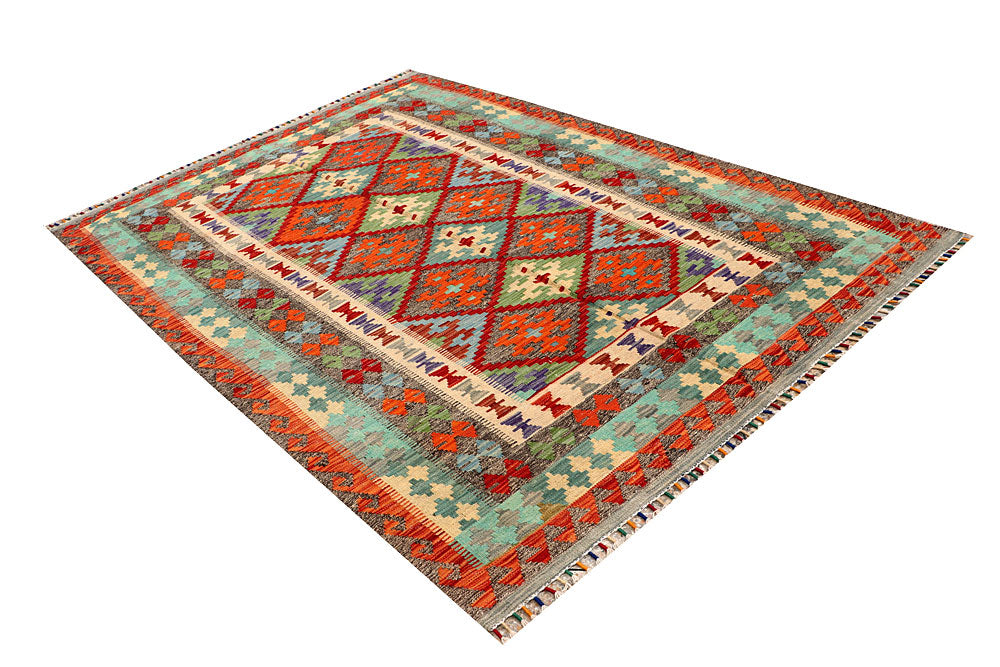 Multi Colored Kilim 5' 6 x 8' - No. 66833 - ALRUG Rug Store