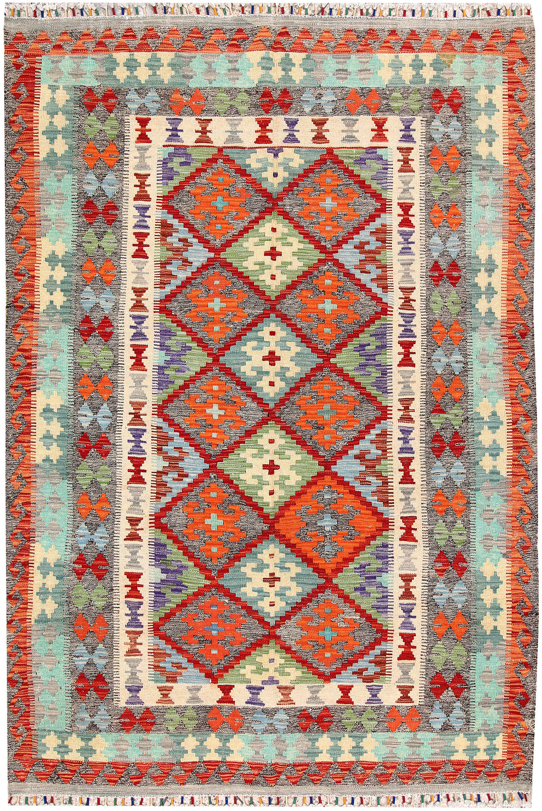 Multi Colored Kilim 5' 6 x 8' - No. 66833 - ALRUG Rug Store