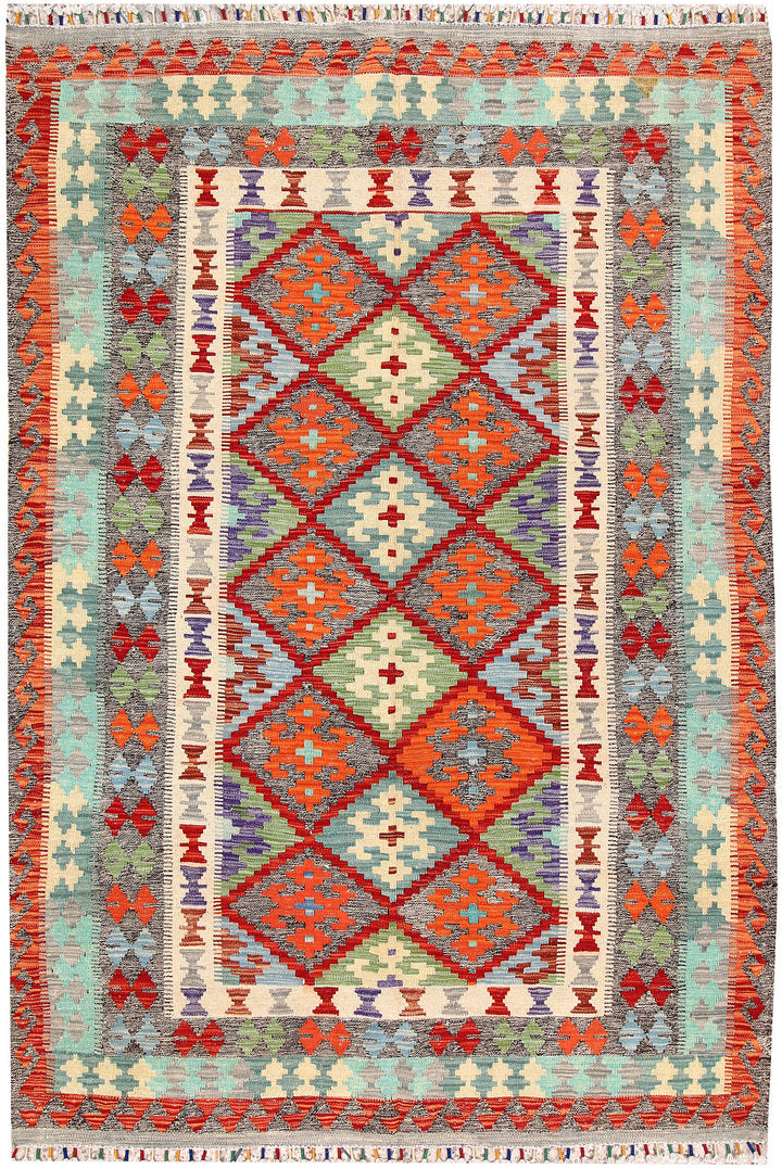 Multi Colored Kilim 5' 6 x 8' - No. 66833 - ALRUG Rug Store
