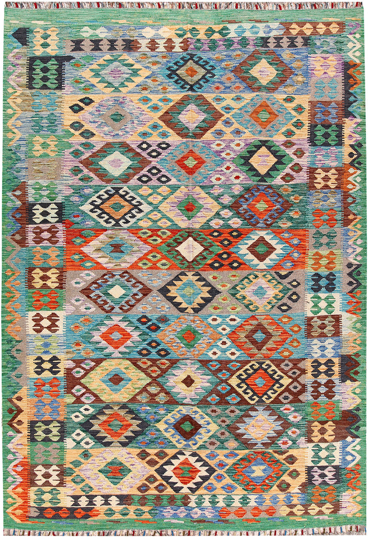 Multi Colored Kilim 5' 9 x 8' 2 - No. 66834 - ALRUG Rug Store