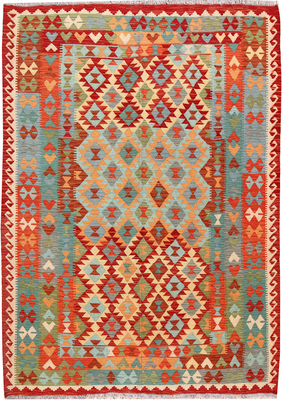 Multi Colored Kilim 5' 10 x 8' - No. 66841 - ALRUG Rug Store