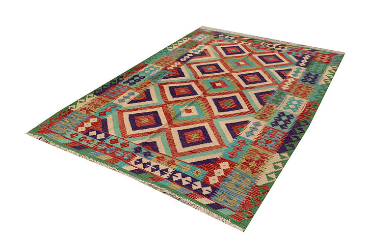 Multi Colored Kilim 5' 6 x 7' 9 - No. 66842 - ALRUG Rug Store