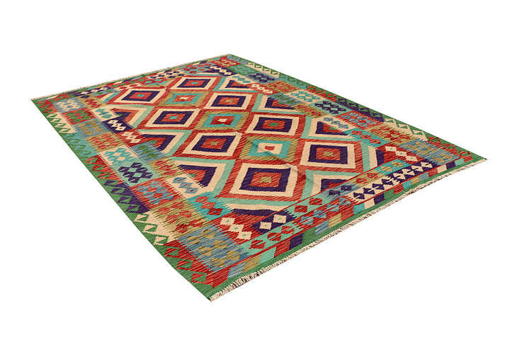 Multi Colored Kilim 5' 6 x 7' 9 - No. 66842 - ALRUG Rug Store