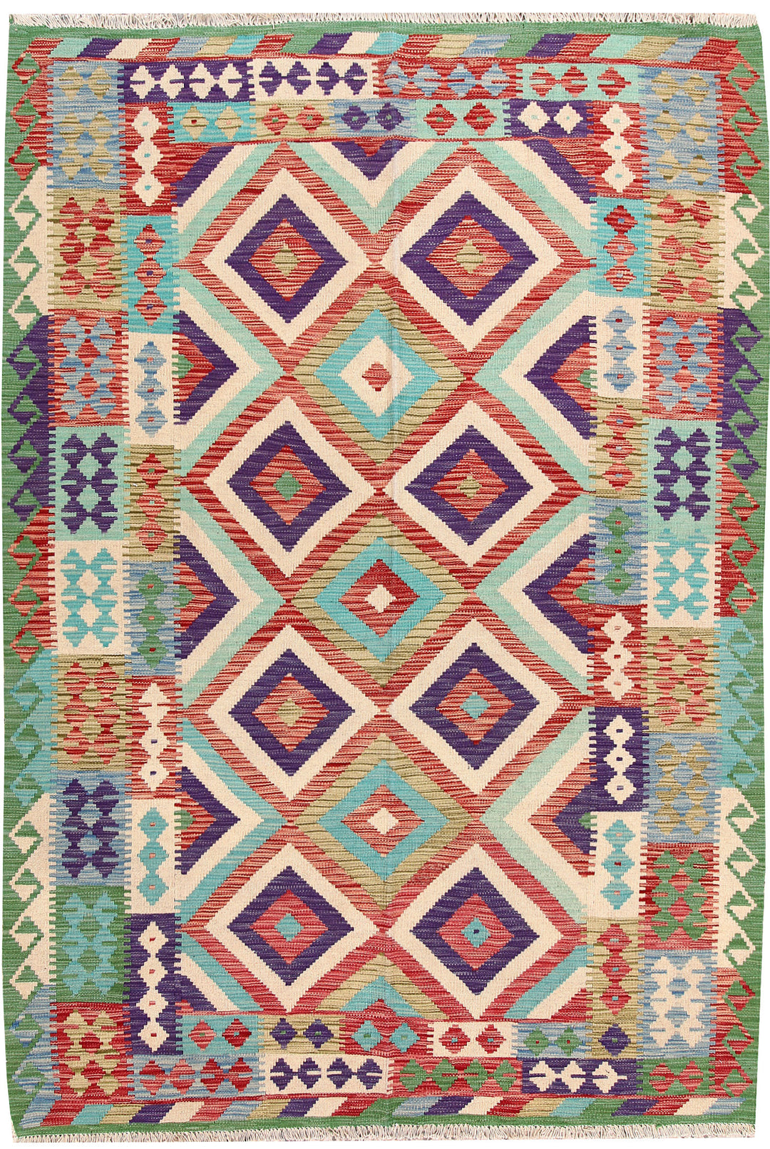 Multi Colored Kilim 5' 6 x 7' 9 - No. 66842 - ALRUG Rug Store