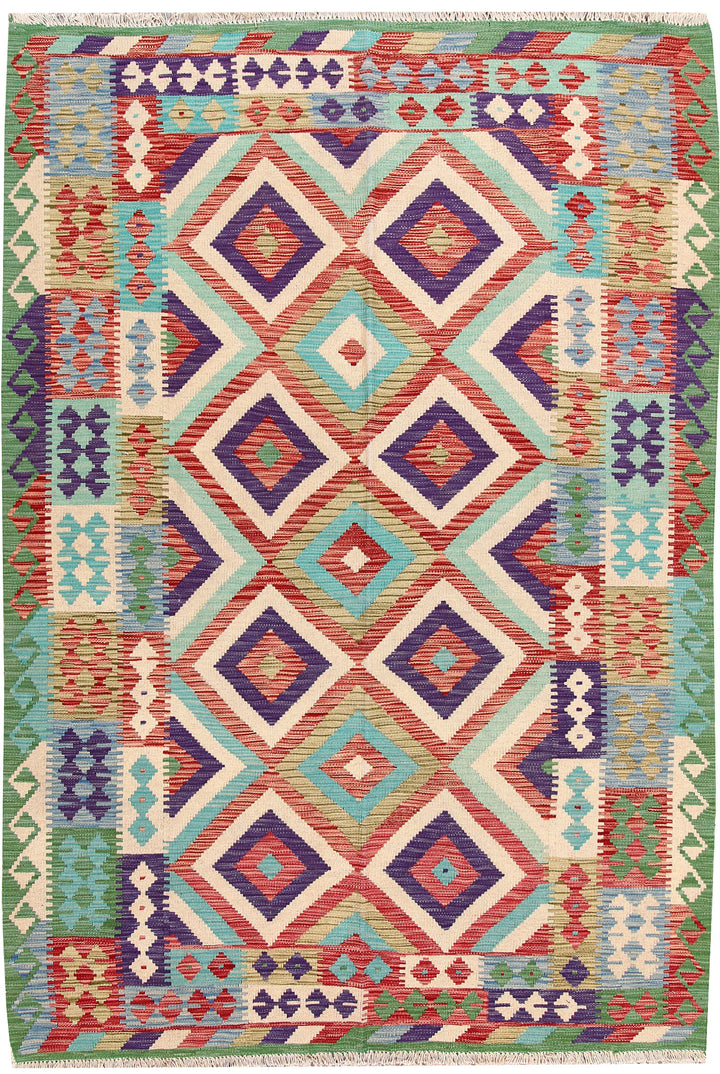 Multi Colored Kilim 5' 6 x 7' 9 - No. 66842 - ALRUG Rug Store