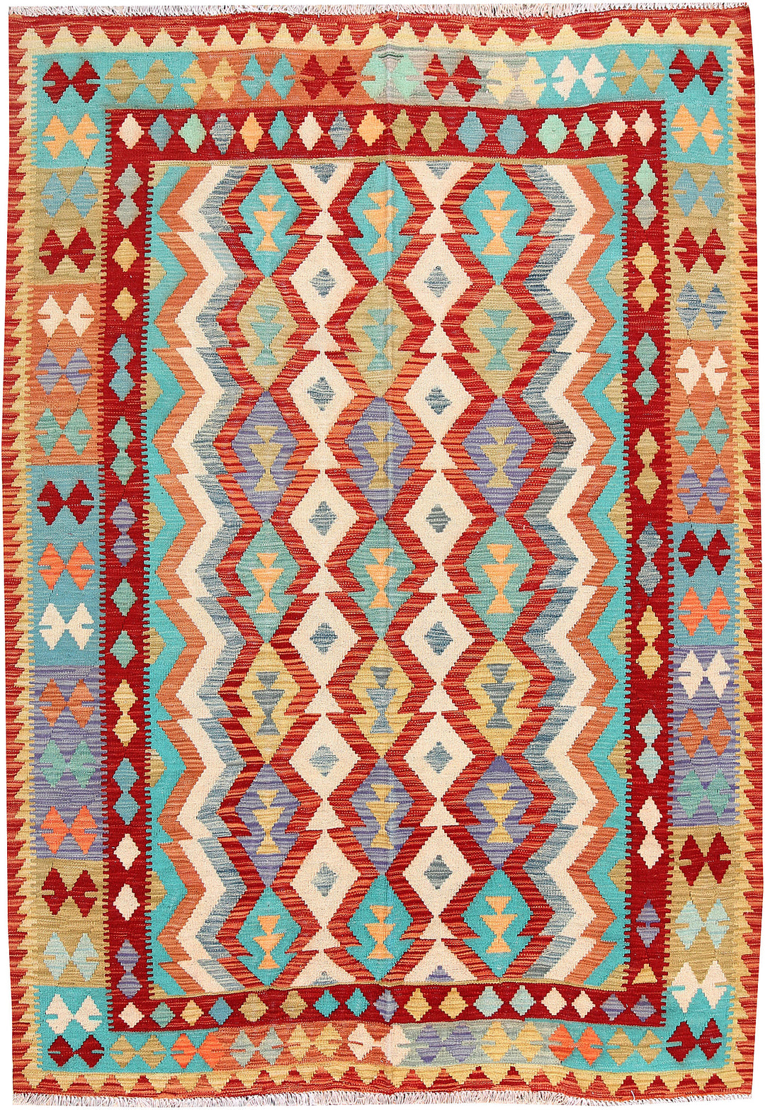 Multi Colored Kilim 5' 8 x 7' 10 - No. 66843 - ALRUG Rug Store