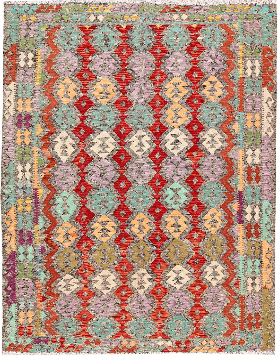Multi Colored Kilim 5' 10 x 8' 1 - No. 66844 - ALRUG Rug Store