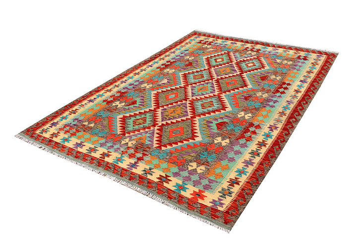 Multi Colored Kilim 5' 6 x 8' - No. 66848 - ALRUG Rug Store