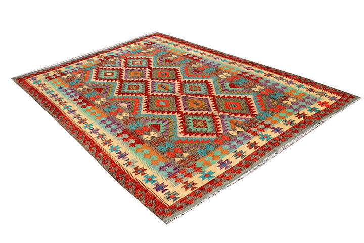 Multi Colored Kilim 5' 6 x 8' - No. 66848 - ALRUG Rug Store