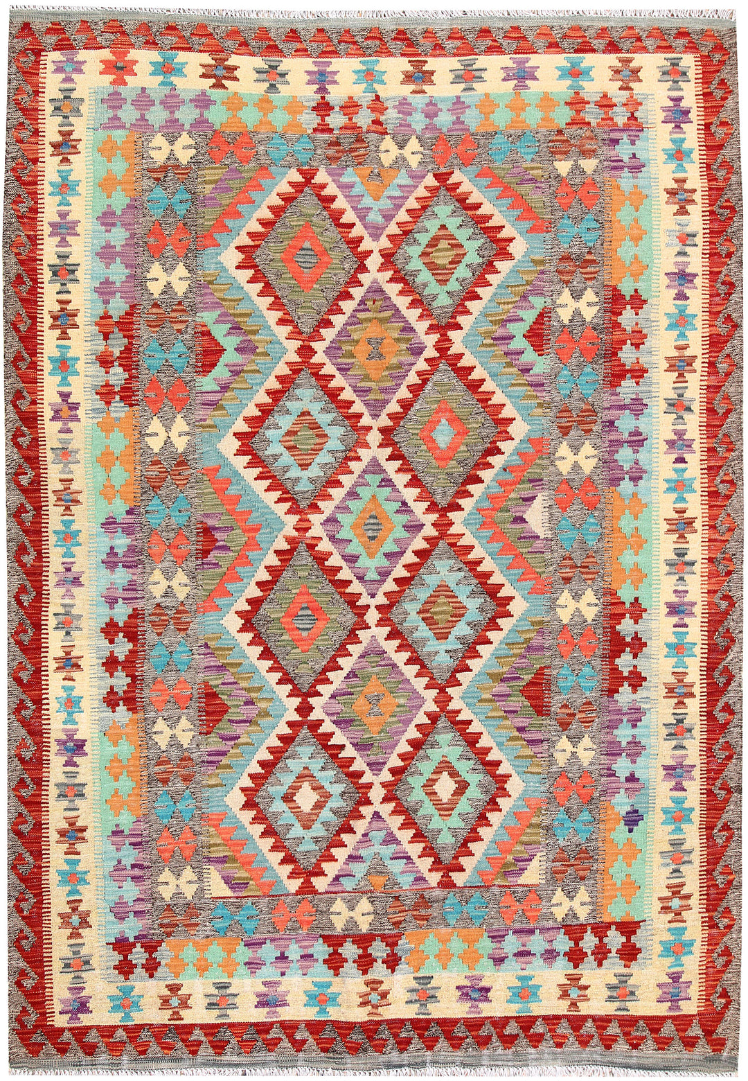 Multi Colored Kilim 5' 6 x 8' - No. 66848 - ALRUG Rug Store