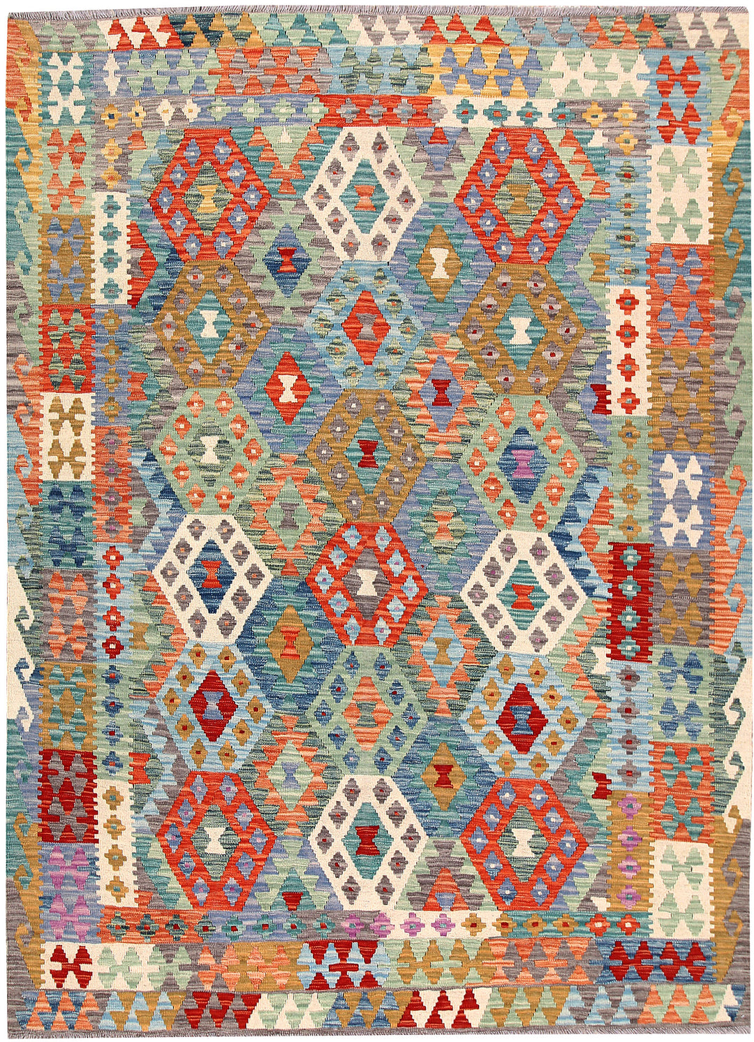 Multi Colored Kilim 5' 10 x 8' 1 - No. 66859 - ALRUG Rug Store