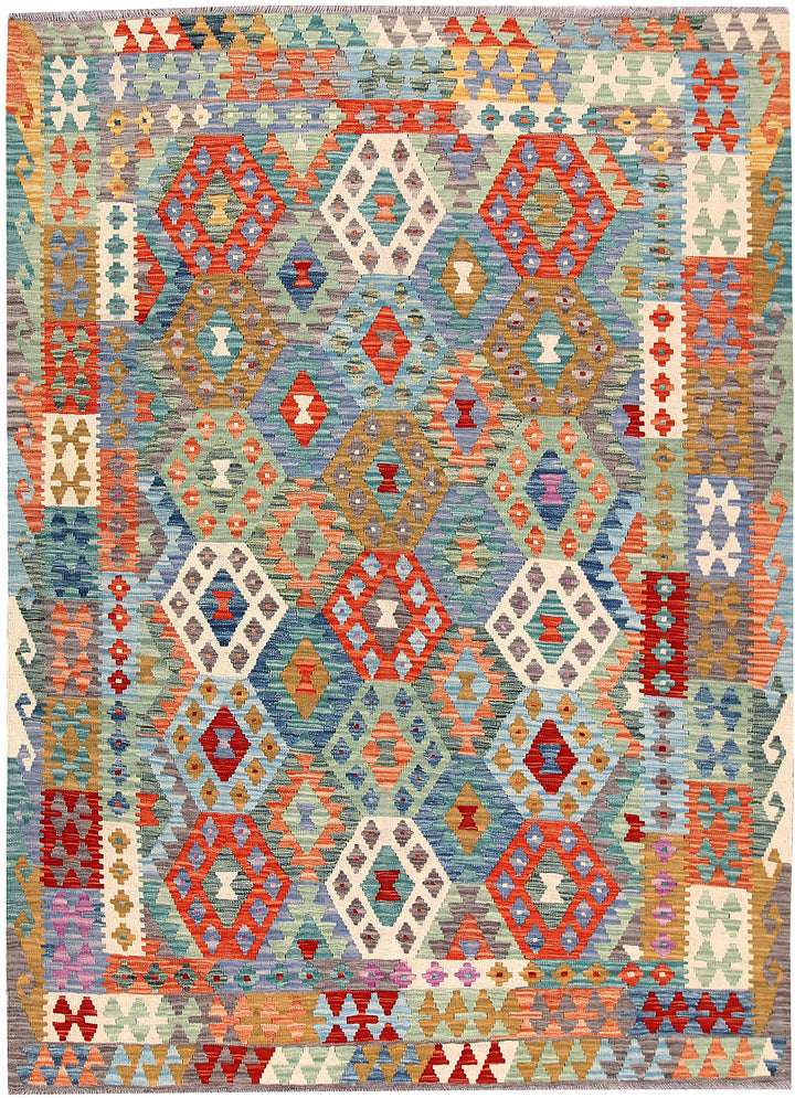 Multi Colored Kilim 5' 10 x 8' 1 - No. 66859 - ALRUG Rug Store