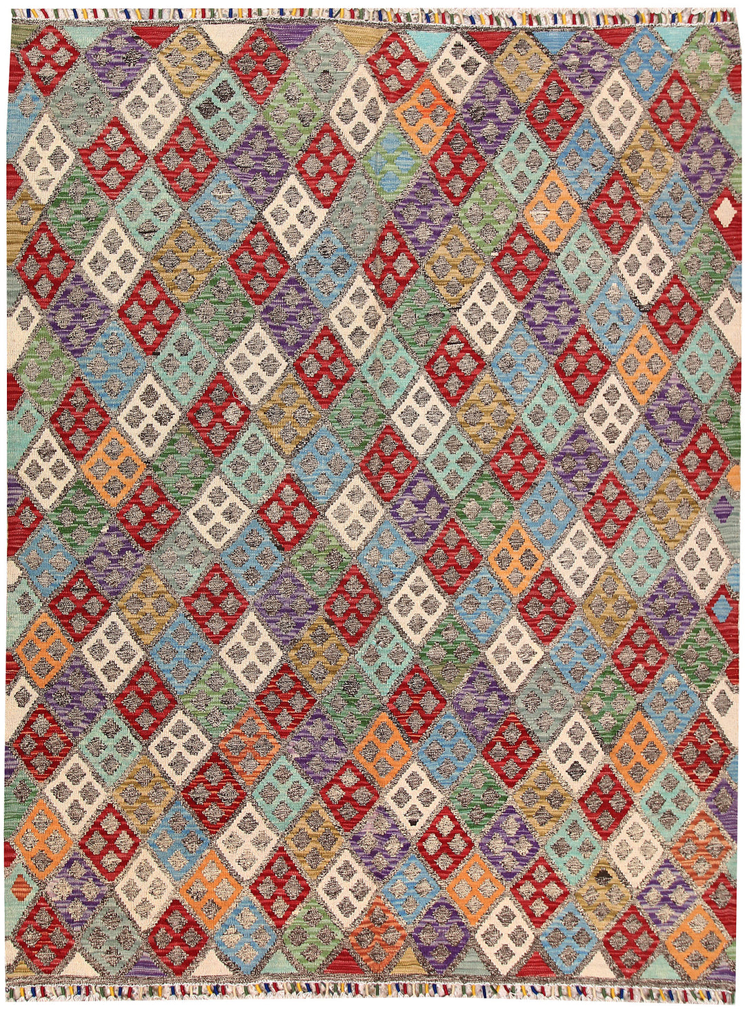 Multi Colored Kilim 5' 9 x 7' 6 - No. 66863 - ALRUG Rug Store