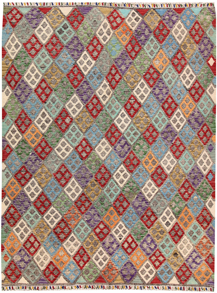 Multi Colored Kilim 5' 9 x 7' 6 - No. 66863 - ALRUG Rug Store