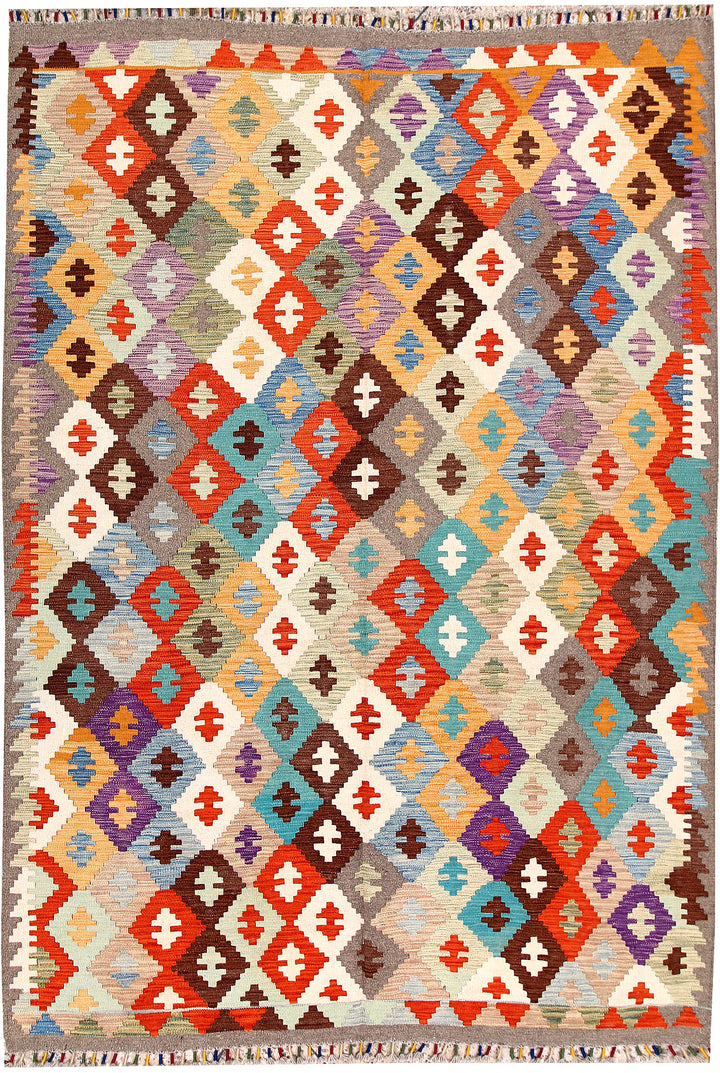 Multi Colored Kilim 5' 8 x 8' - No. 66868 - ALRUG Rug Store
