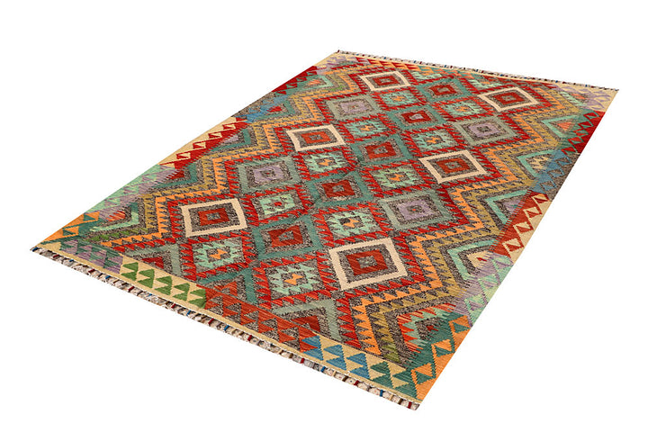 Multi Colored Kilim 5' 5 x 7' 7 - No. 66869 - ALRUG Rug Store