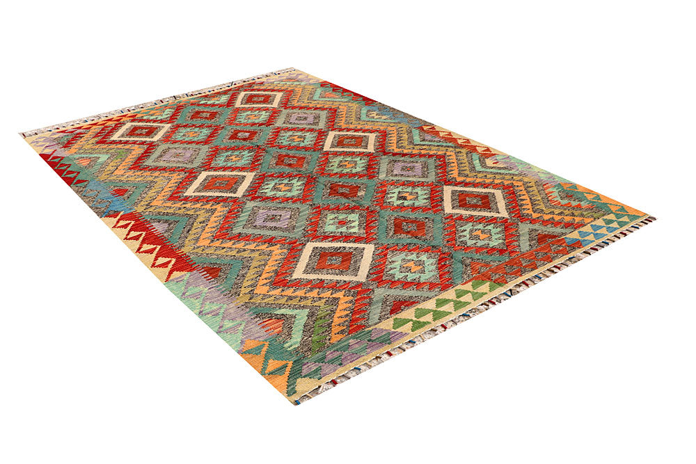 Multi Colored Kilim 5' 5 x 7' 7 - No. 66869 - ALRUG Rug Store