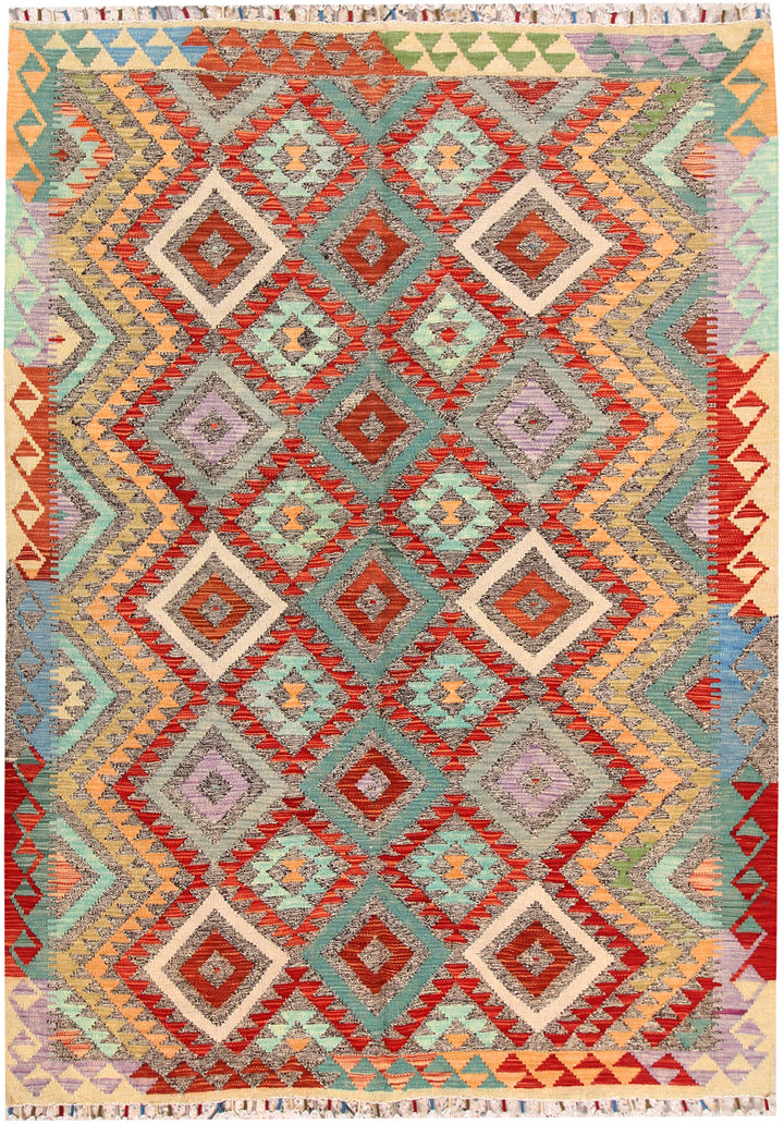 Multi Colored Kilim 5' 5 x 7' 7 - No. 66869 - ALRUG Rug Store
