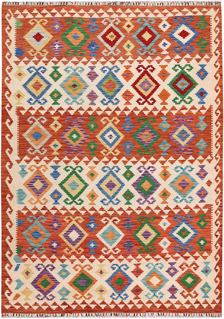 Multi Colored Kilim 5' 10 x 8' 2 - No. 66874 - ALRUG Rug Store