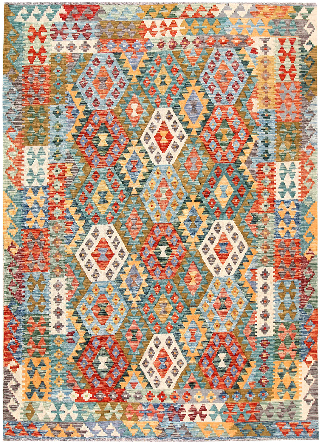 Multi Colored Kilim 5' 9 x 8' 1 - No. 66876 - ALRUG Rug Store