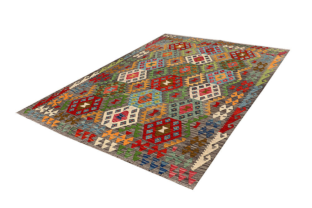 Multi Colored Kilim 5' 7 x 8' 3 - No. 66877 - ALRUG Rug Store