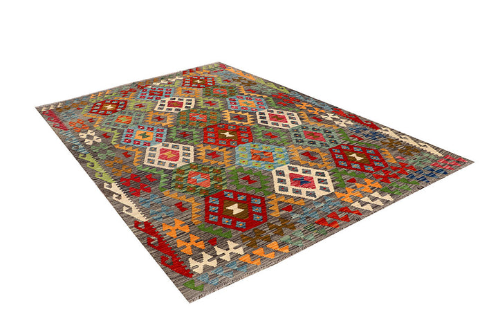 Multi Colored Kilim 5' 7 x 8' 3 - No. 66877 - ALRUG Rug Store