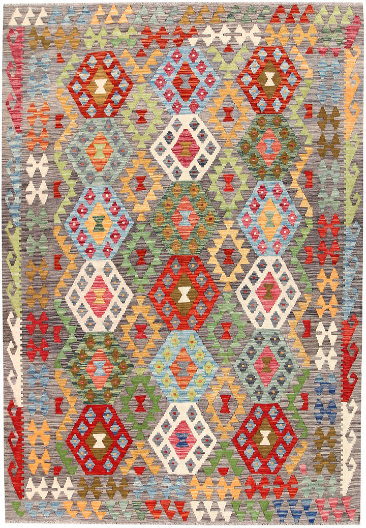 Multi Colored Kilim 5' 7 x 8' 3 - No. 66877 - ALRUG Rug Store