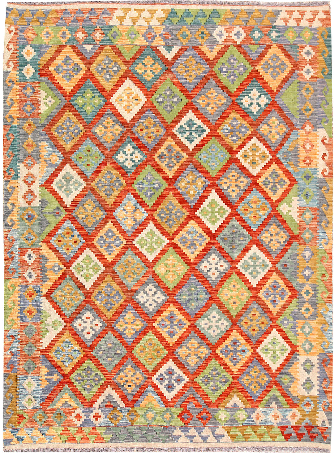 Multi Colored Kilim 5' 9 x 7' 10 - No. 66878 - ALRUG Rug Store