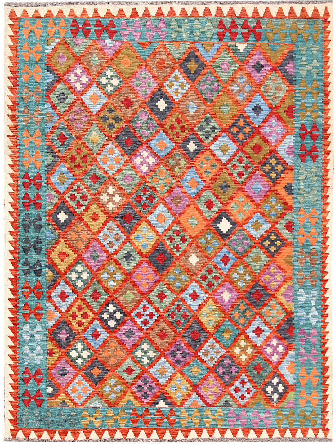 Multi Colored Kilim 5' 10 x 7' 9 - No. 66879 - ALRUG Rug Store