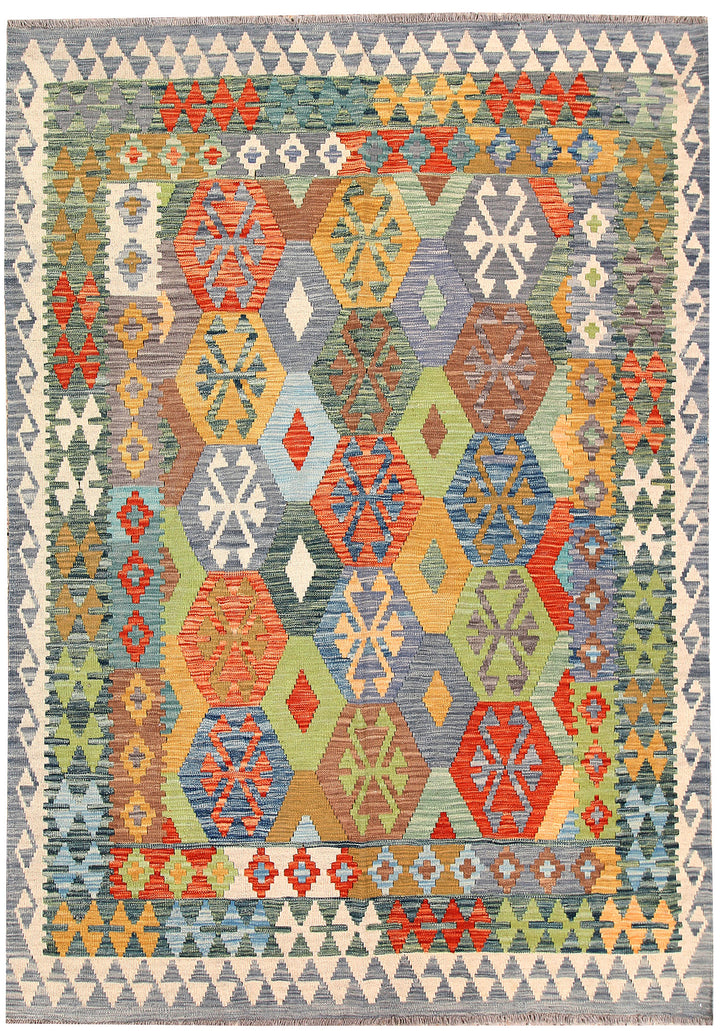 Multi Colored Kilim 5' 7 x 7' 11 - No. 66880 - ALRUG Rug Store