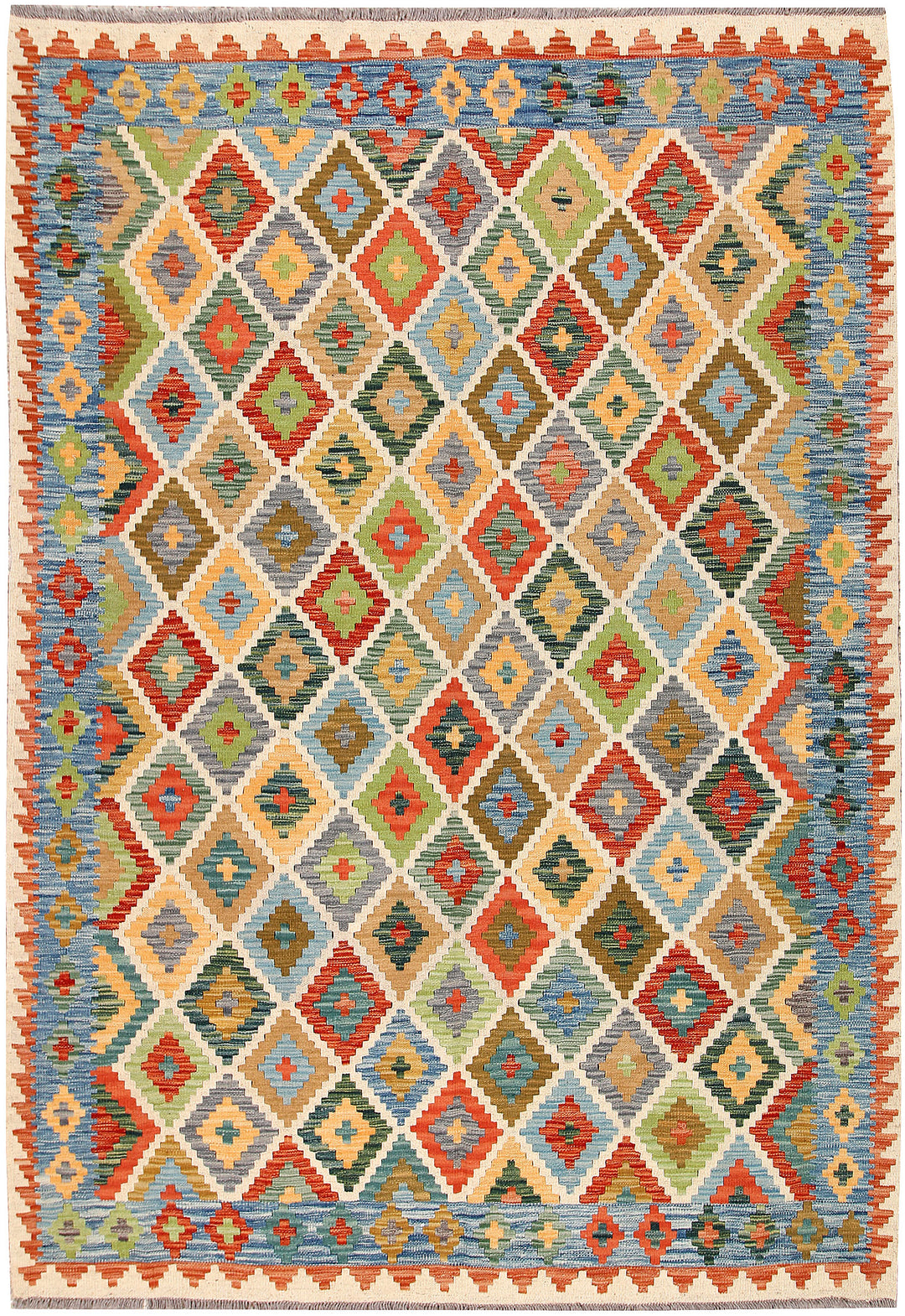 Multi Colored Kilim 5' 9 x 8' 2 - No. 66882 - ALRUG Rug Store
