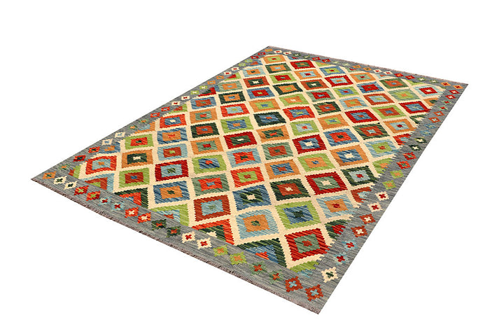 Multi Colored Kilim 5' 6 x 7' 9 - No. 66883 - ALRUG Rug Store