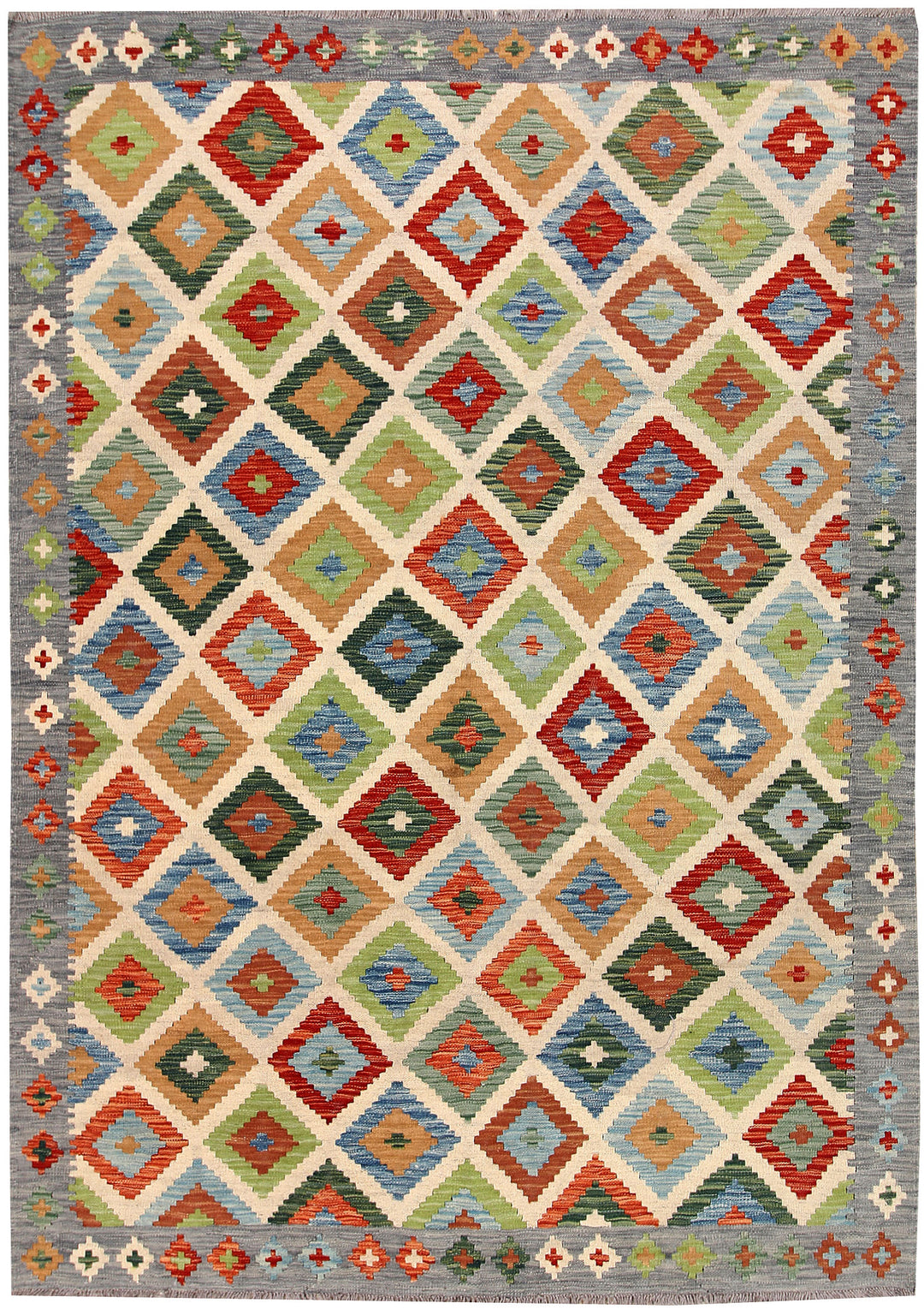 Multi Colored Kilim 5' 6 x 7' 9 - No. 66883 - ALRUG Rug Store