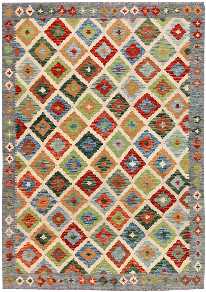 Multi Colored Kilim 5' 6 x 7' 9 - No. 66883 - ALRUG Rug Store
