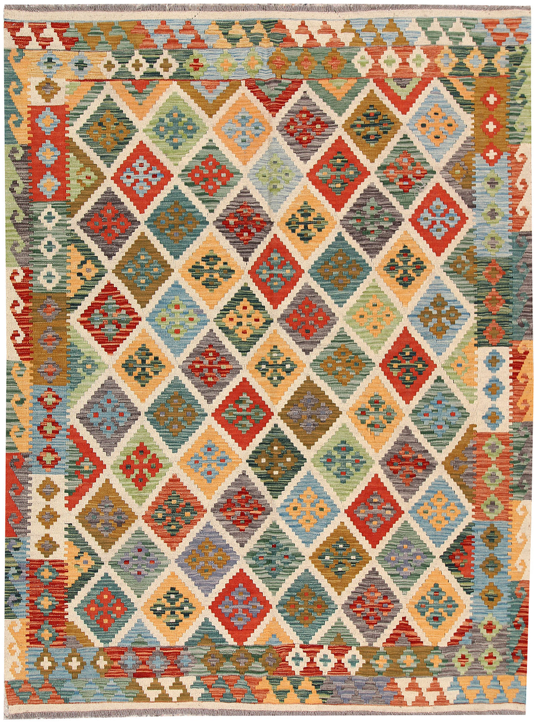 Multi Colored Kilim 5' 10 x 7' 9 - No. 66884 - ALRUG Rug Store