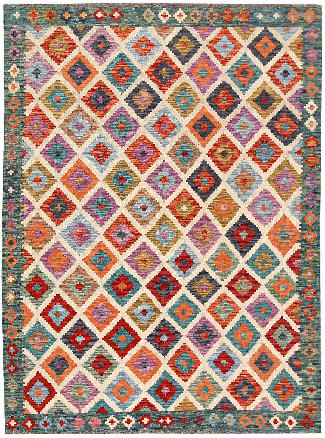 Multi Colored Kilim 5' 9 x 7' 10 - No. 66885 - ALRUG Rug Store