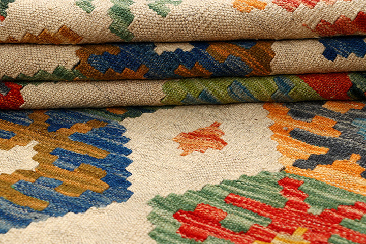 Multi Colored Kilim 5' 6 x 8' - No. 66890 - ALRUG Rug Store