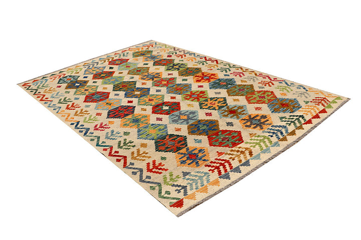 Multi Colored Kilim 5' 6 x 8' - No. 66890 - ALRUG Rug Store