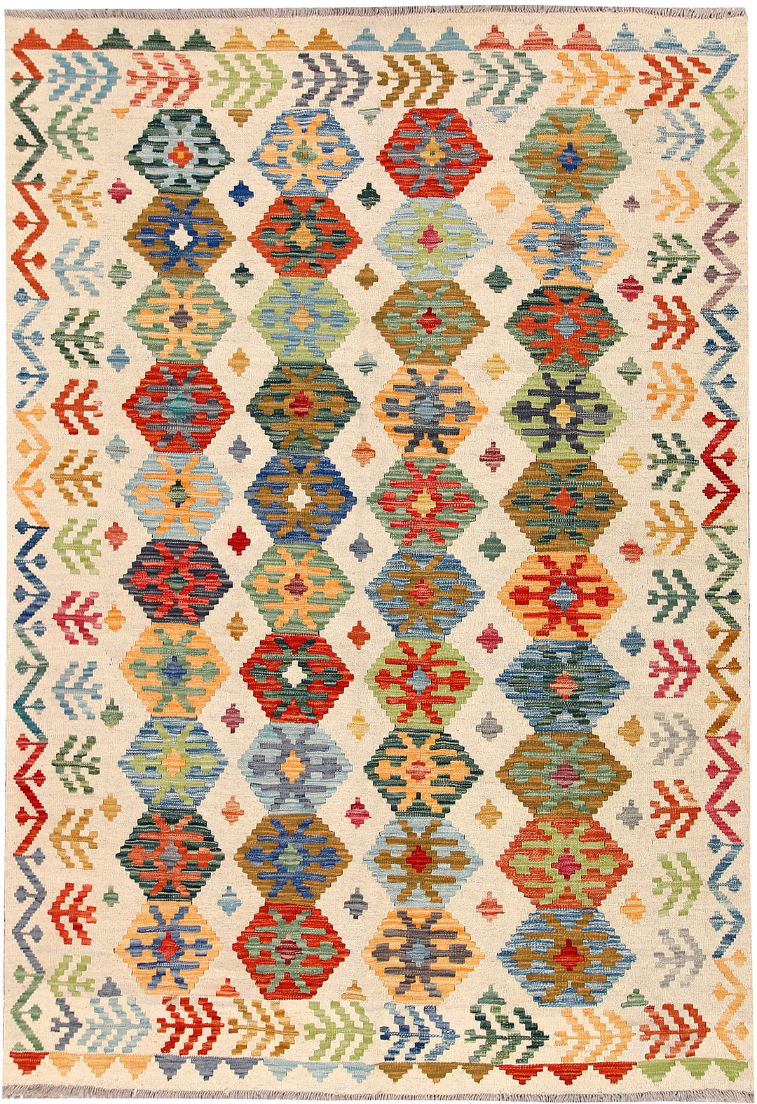 Multi Colored Kilim 5' 6 x 8' - No. 66890 - ALRUG Rug Store