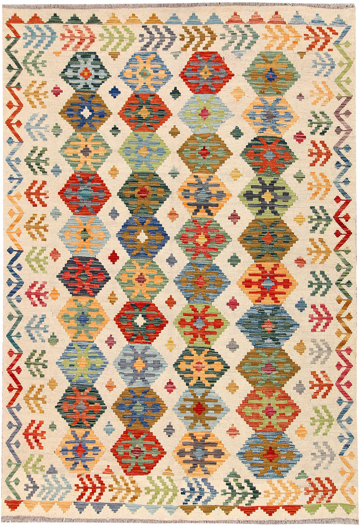 Multi Colored Kilim 5' 6 x 8' - No. 66890 - ALRUG Rug Store