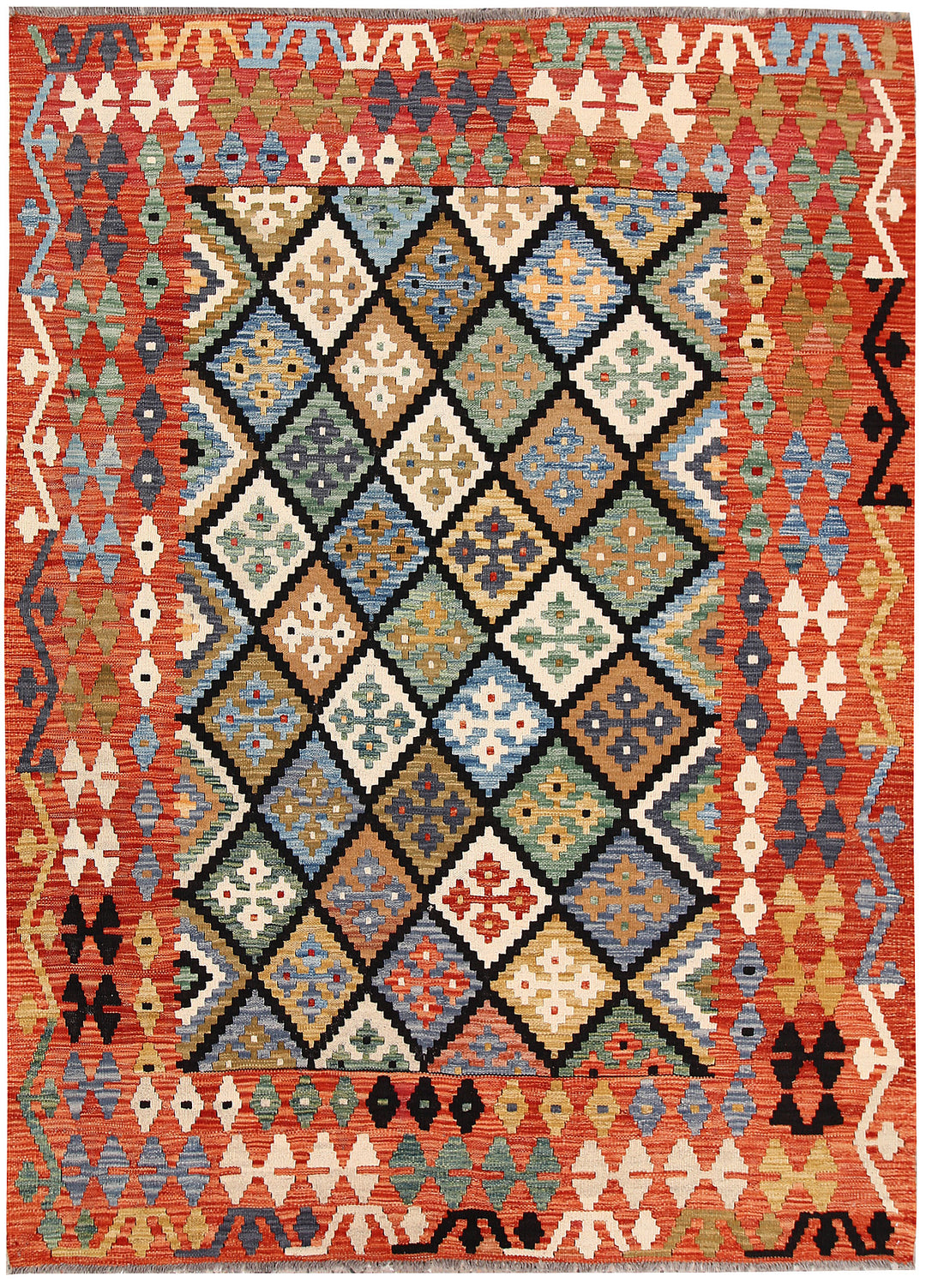 Multi Colored Kilim 5' 9 x 7' 8 - No. 66893 - ALRUG Rug Store