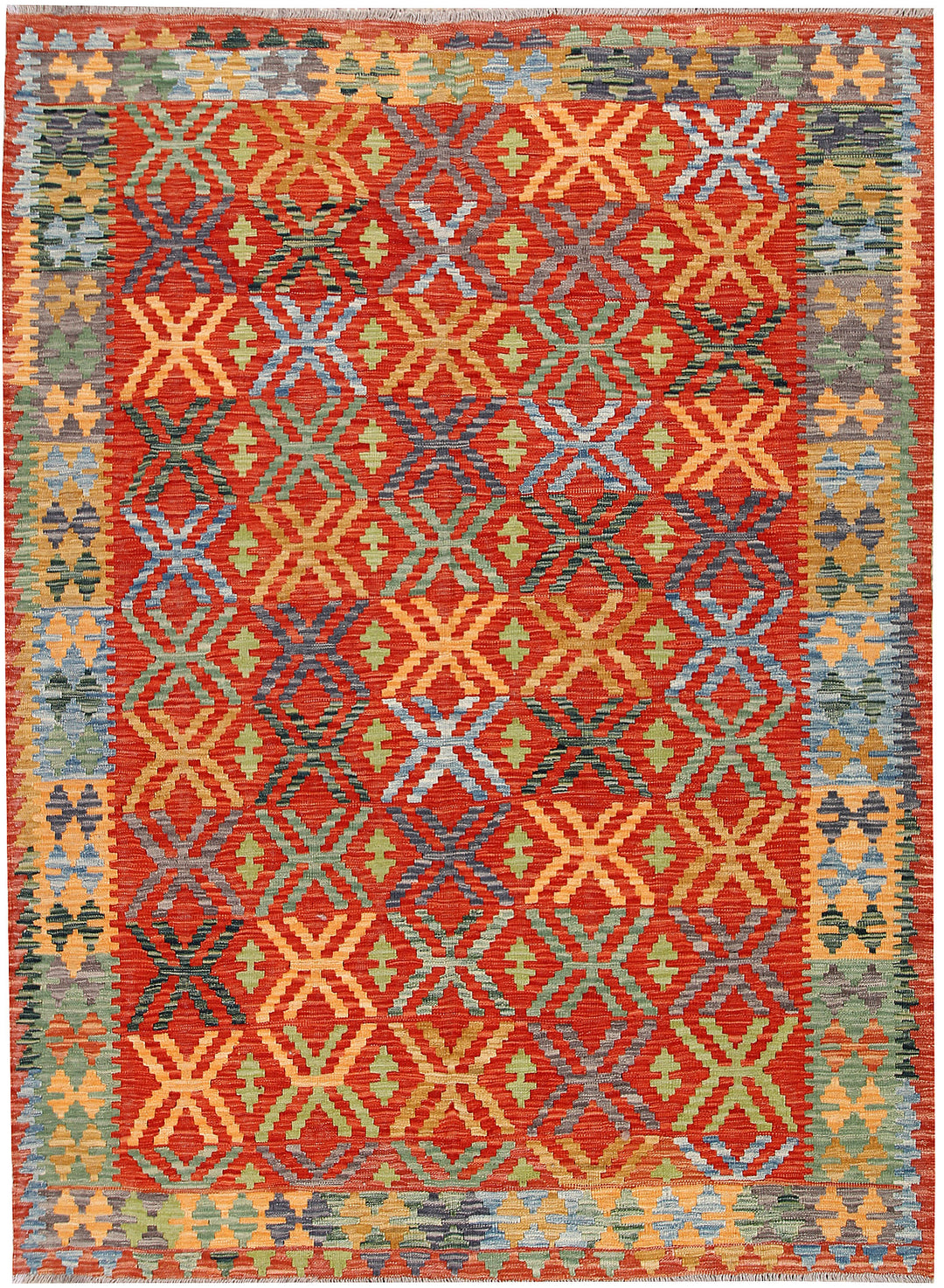 Multi Colored Kilim 5' 8 x 7' 8 - No. 66896 - ALRUG Rug Store