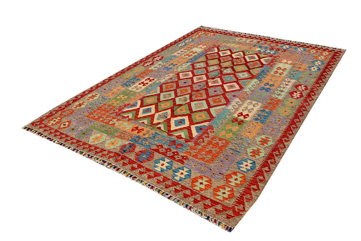 Multi Colored Kilim 5' 10 x 8' 1 - No. 66898 - ALRUG Rug Store