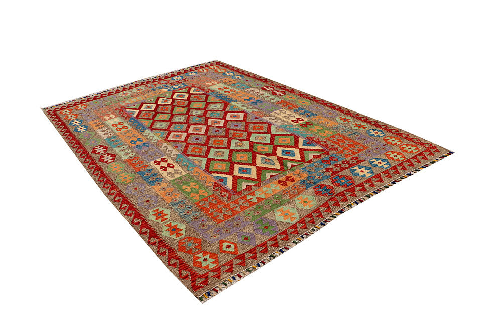 Multi Colored Kilim 5' 10 x 8' 1 - No. 66898 - ALRUG Rug Store