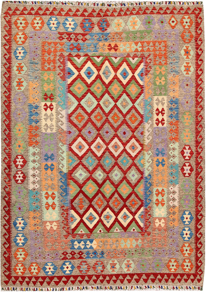 Multi Colored Kilim 5' 10 x 8' 1 - No. 66898 - ALRUG Rug Store