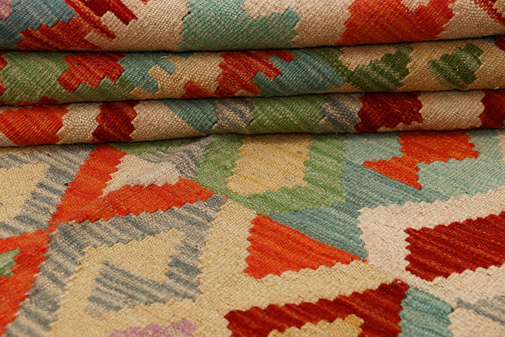 Multi Colored Kilim 6' 7 x 9' 8 - No. 66902 - ALRUG Rug Store