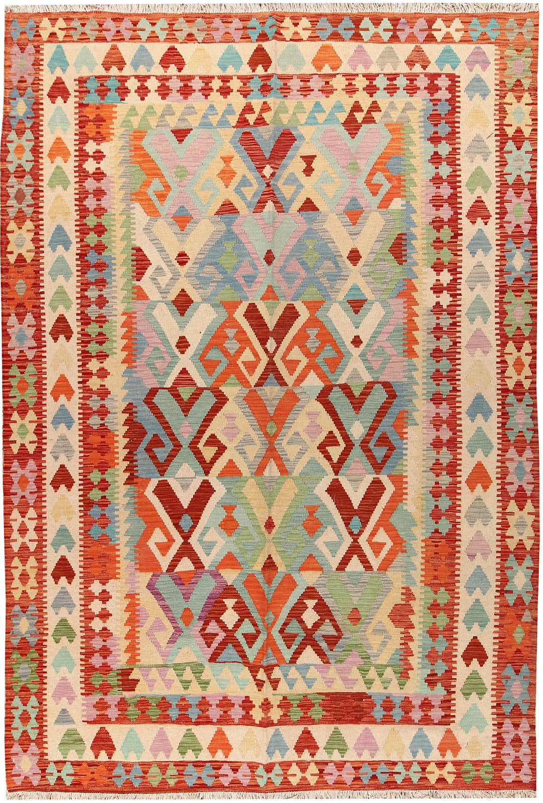 Multi Colored Kilim 6' 7 x 9' 8 - No. 66902 - ALRUG Rug Store
