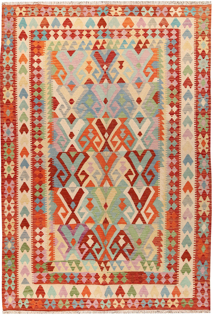 Multi Colored Kilim 6' 7 x 9' 8 - No. 66902 - ALRUG Rug Store