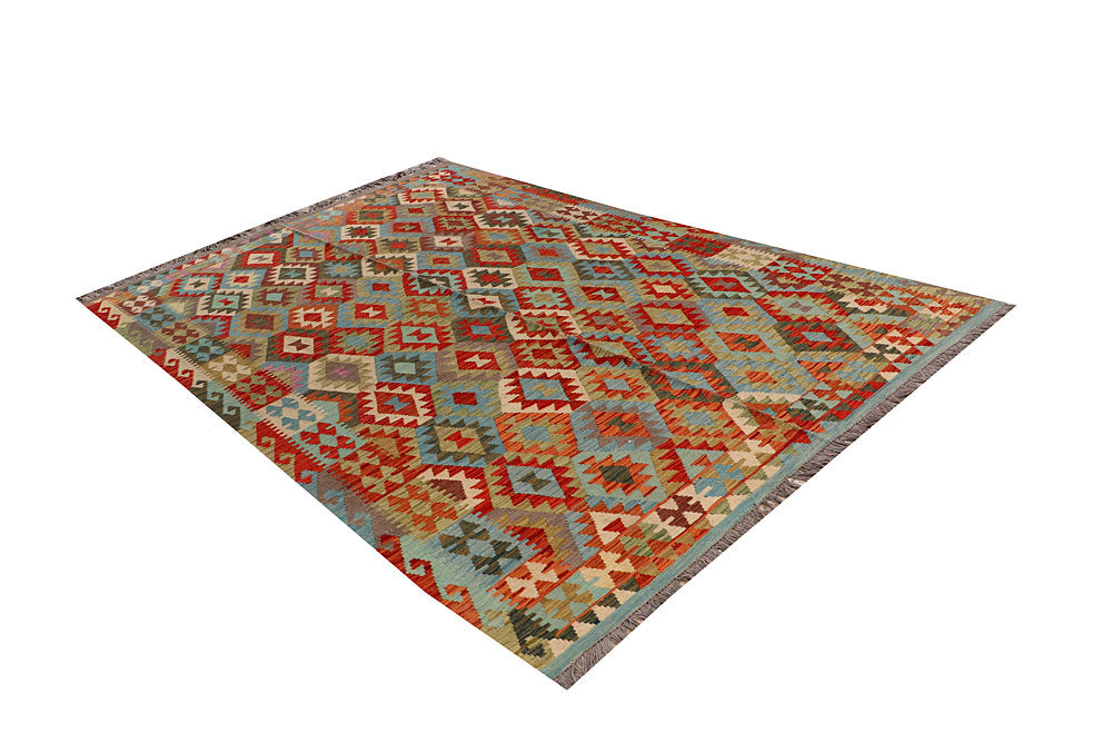 Multi Colored Kilim 6' 4 x 9' 8 - No. 66905 - ALRUG Rug Store